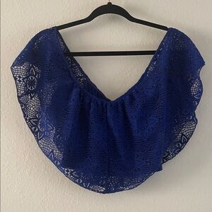 Charlotte Russe Royal Blue Lace Ruffle Crop Top Blouse